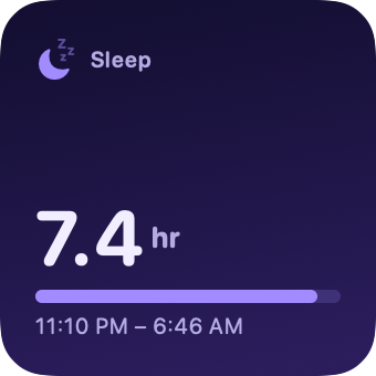 Sleep widget showing hours slept last night